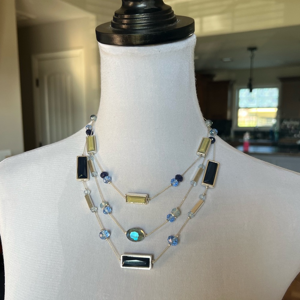 NY Collection Blue and Green Multi Strand Necklace
